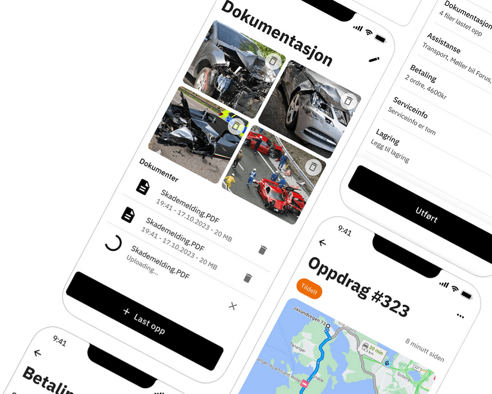 Skjermbilde av Assist sjåførapp på mobil